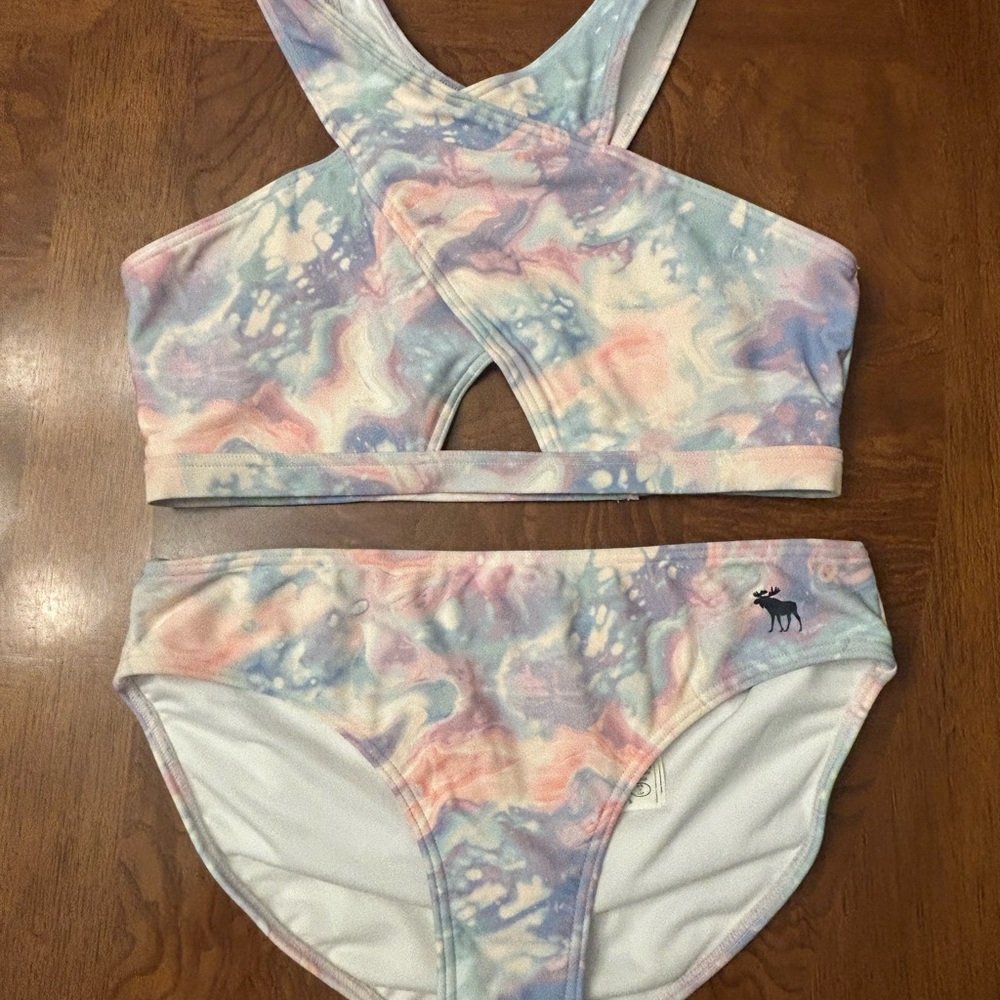 abercrombie kids Pastel Tie-Dye Cross-Back Bikini Set - Lavender, Pink, Blue
